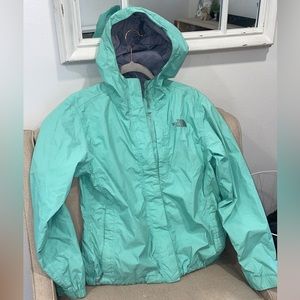 Medium Women’s Mint Green North Face Rain Jacket
